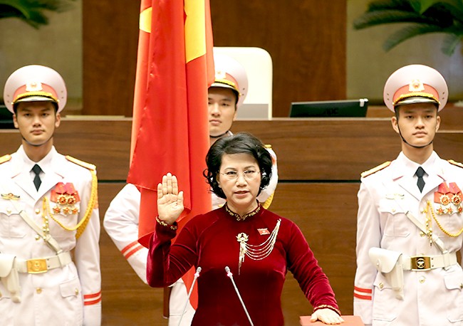 National Assembly Chairwoman Nguyen Thi Kim Ngan gives oath speech (Source: VGP) National Assembly Chairwoman Nguyen Thi Kim Ngan gives oath speech (Source: VGP)